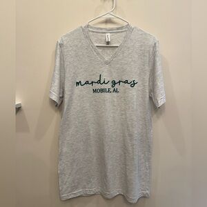 Mardi Gras Mobile AL V-Neck T-Shirt-Heather Gray